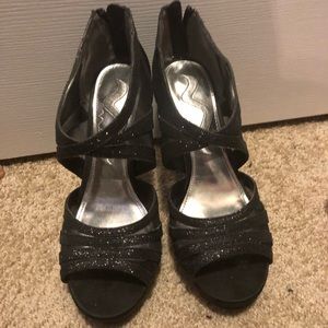 Black Glitter heels